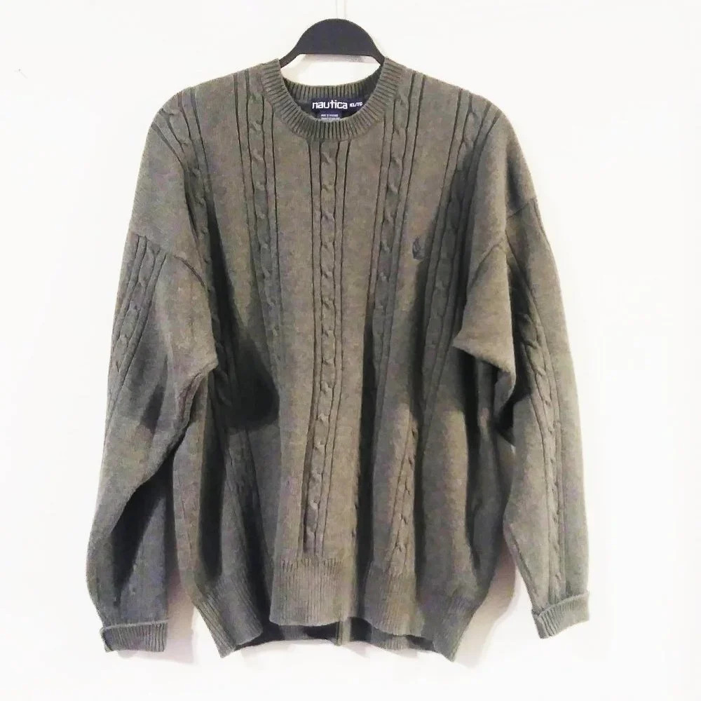 Nautica Knit‎ Gray Cable Knit Sweater XL